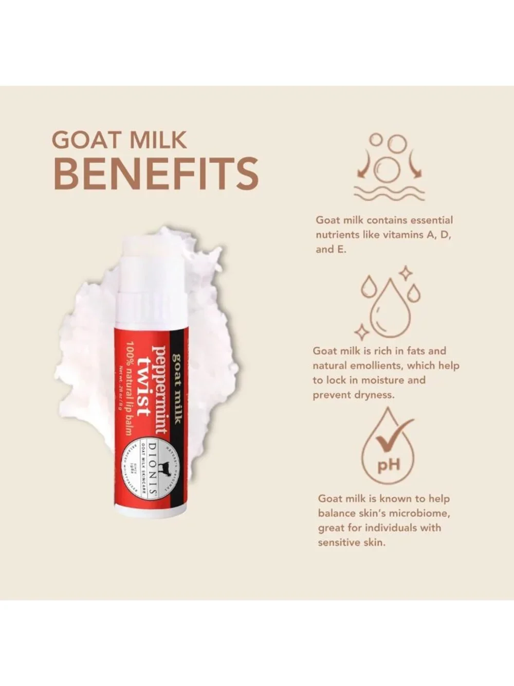 Moisturizing Goat Milk Lip Balm Set - Peppermint Twist Flavor, 0.28oz Each (6